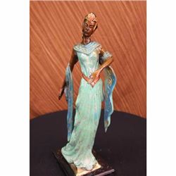Bronze Sculpture Graceful Egyptian Dancer Model Marble Base Figurine Art Deco NR