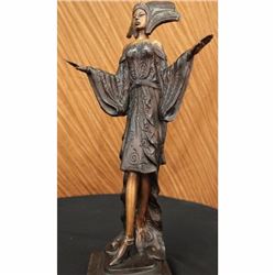 BRONZE WOMAN dancer Girl Model Erotic sculpture France Art Deco Marble Figurine