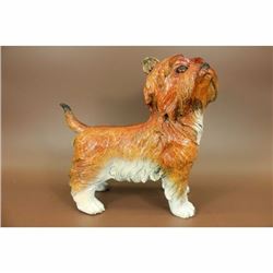 Special Patina Signed Moigniez Silky Terrier Dog Bronze Sculpture Statue Figure