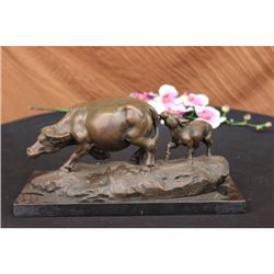 ORIGINAL MILO BULL WITH CALF BRONZE SCULPTURE