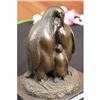 Image 5 : EMPEROR PENGUIN  FAMILY ART BRONZE SCULPTURE STATUE