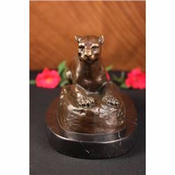 SIGNED BARYE BRONZE SCULPTURE JAGUAR PANTHER COUGAR ANIMAL FIGURINE