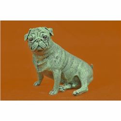 Green Patina Detailed Vienna Bronze Pug Dog Animal Bronze Sculpture Figurine Art