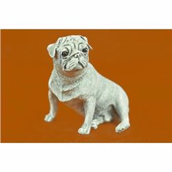 Vienna Bronze Miniature Pug Dog Bronze Sculpture White Patina Masterpiece