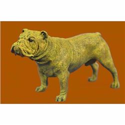 Signed Original Milo English Bulldog Dog Pet Bronze Sculpture Yellow Patina Gift