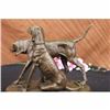 Image 4 : SIGNED VINTAGE HUNTING DOGS BRONZE SCULPTURE