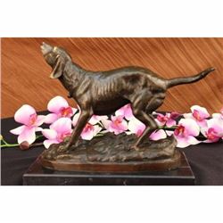 VINTAGE MILO HUNTING DOG HUNTER BRONZE SCULPTURE PURE BREED ANIMAL FIGURINE DECO