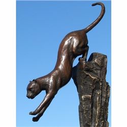 SIGNED BRONZE MAJESTIC LION AFRICAN KING SCULPTURE