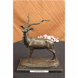 BRONZE MARBLE STATUE ELK BUCK STAG DEER BIG GAME HUNTER