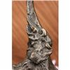 Image 4 : HAPPY ELEPHANT BRONZE SCULPTURE STATUE LUCKY TRUNK UP MARBLE BASE FIGURINE