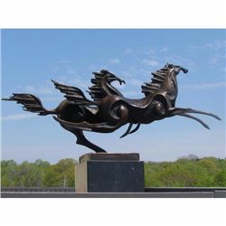 VINTAGE ART DECO BRONZE CONTEMPORAY MUSTANGS