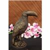 Image 1 : LOVELY SIGNED BIRD GENUINE PURE HOTCAST BRONZE STATUE ON MARBLE SCULPTURE FIGURE