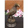 Image 3 : LOVELY SIGNED BIRD GENUINE PURE HOTCAST BRONZE STATUE ON MARBLE SCULPTURE FIGURE