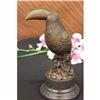 Image 4 : LOVELY SIGNED BIRD GENUINE PURE HOTCAST BRONZE STATUE ON MARBLE SCULPTURE FIGURE