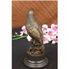 Image 5 : LOVELY SIGNED BIRD GENUINE PURE HOTCAST BRONZE STATUE ON MARBLE SCULPTURE FIGURE