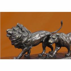 Extra Large Lion Couple Bronze Sculpture Museum Quality Artwork Statue Figurine