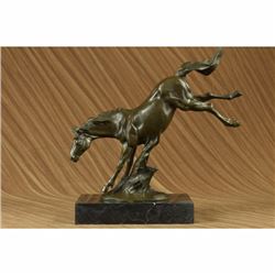 Large Original Rearing Horse Bronze Sculpture Modern Art Marble Base Figurine