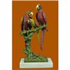 Image 1 : Handcrafted Brazilian Parrot Family Bronze Sculpture on White Marble Base Figure