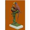Image 2 : Handcrafted Brazilian Parrot Family Bronze Sculpture on White Marble Base Figure