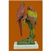 Image 3 : Handcrafted Brazilian Parrot Family Bronze Sculpture on White Marble Base Figure