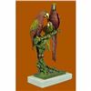 Image 4 : Handcrafted Brazilian Parrot Family Bronze Sculpture on White Marble Base Figure