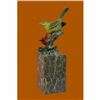 Image 4 : Art Deco Hot Cast Multi Color Patina Love Bird Bronze Sculpture Marble Statue NR