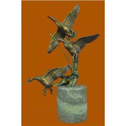 Handcrafted 3 Ducks Flight Duck Game Hunter Gift Bird Wildlife Art Bronze Figure