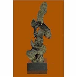 Abstract Modern Art Two Fighting Eagles Birds Wildlife Bronze Sculpture Statue