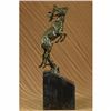 Image 1 : Signed Bugatti Male Deer Stag Buck Jumping Bronze Sculpture Wild Life Statue Art