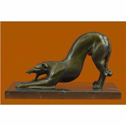 Signed Greyhound Racing Dog Bronze Sculpture Lost Wax Hot Cast Figurine Figure