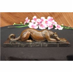 Signed Carvin Patient and Loving Greyhound Dog Bronze Art Deco Sculpture Statue