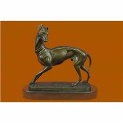 Hot Cast Large Greyhound Dog Pet Lover Bronze Sculpture Marble Base Statue Figurine