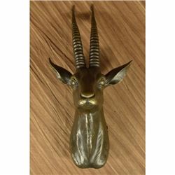 Art Deco Original Gazelle Head Bust Trophy Bronze Sculpture Statue Wall Mount