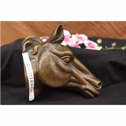 BEAUTIFUL PURE BRONZE MOUNTED HORSE STATUE BUST FIGURE SCULPTURE HOT CAST ART