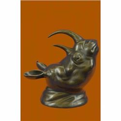 Signed Original Thomas Mighty African Rhinoceros Rhino Wall Mount Bronze Statue