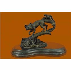 Signed Jim Ponter Fox Wild Animal Bronze Statue Figure Sculpture Figurine Art