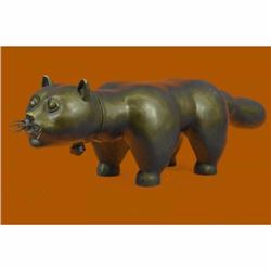 Extra Large Botero Cat Feline Bronze Sculpture Hot Cast Figurine Figure