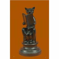 Charming Handcrafted Cat with Baby Telling Stories Bronze Sculpture Figurine Art