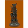 Image 1 : Charming Handcrafted Cat with Baby Telling Stories Bronze Sculpture Figurine Art