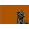 Image 5 : Charming Handcrafted Cat with Baby Telling Stories Bronze Sculpture Figurine Art