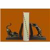 Image 1 : Signed Original Two Playful Cat Bookends Book Ends Bronze Sculpture Statue Sale