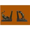 Image 2 : Signed Original Two Playful Cat Bookends Book Ends Bronze Sculpture Statue Sale