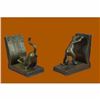 Image 4 : Signed Original Two Playful Cat Bookends Book Ends Bronze Sculpture Statue Sale