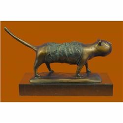 Signed Fernando Botero Fat Cat Bronze Abstract Modern Art Sculpture Statue Decor