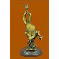 Bronze Sculpture Gild Prince Frog Gold Patina Original Milo Marble Figurine Gift