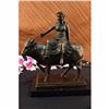Image 1 : Abstract Botero Young Woman Rides a Bull Bronze Marble Sculpture Statue