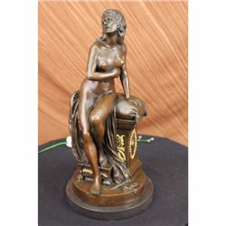 Vintage of the Period Art Deco Bronze  Marble Nude Lady Dancer Statue Figurine