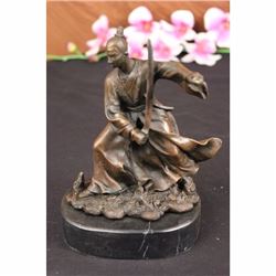 Signed Original Kamiko Japanese Man Doing Martial Arts Bronze Sculpture
