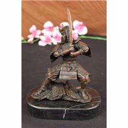 Signed Original Kamiko Japanese samurai Warrior Bronze Marble Sculpture Statue