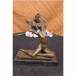 Signed ~Mirval~Nude Free Girl Bronze Sculpture Figure